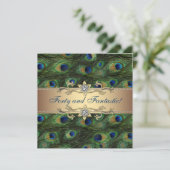 Elegant Pauw Verjaardagsfeest Kaart (Staand voorkant)