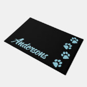 Elegant Paw Prints Gepersonaliseerd Monogram Honde Deurmat (Schuin)