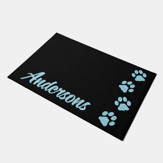 Elegant Paw Prints Gepersonaliseerd Monogram Honde Deurmat (Schuin)