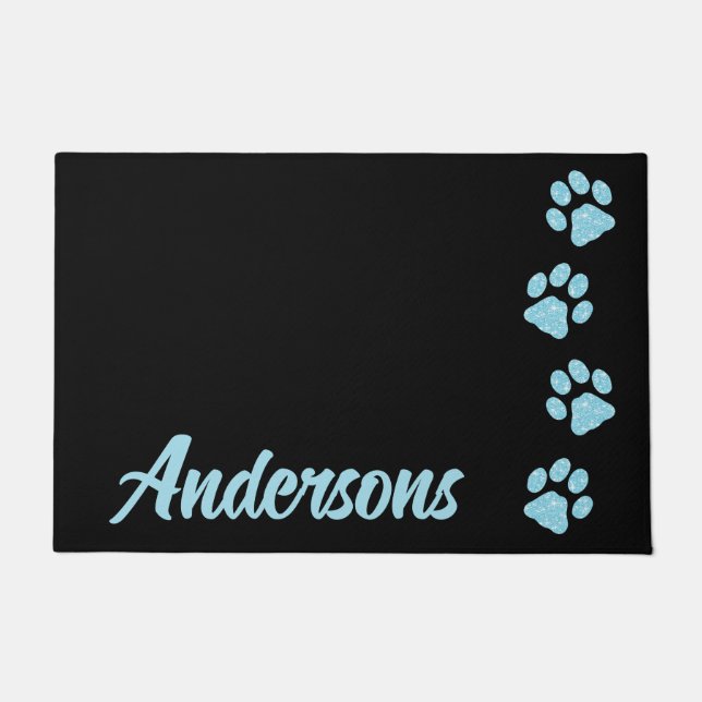 Elegant Paw Prints Gepersonaliseerd Monogram Honde Deurmat (Voorkant)