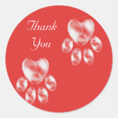 Elegant Paws op rood Dank je Ronde Sticker (Voorkant)