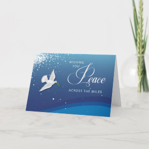 Elegant Peace across Miles on Blue Kerstmis Kaart