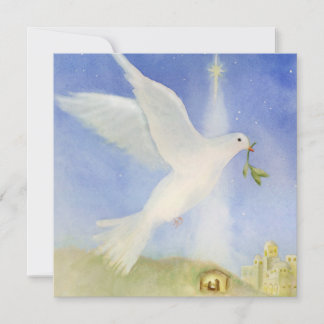 Elegant Peace Dove Natitivity-kerstfeestkaart Aankondiging