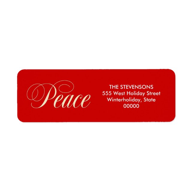 Elegant Peace Holiday Red Return-adreslabels Etiket (Voorkant)