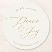 Elegant Peace & Joy Gold Script Christmas Ronde Kartonnen Onderzetter (Voorkant)