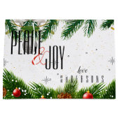 Elegant Peace & Joy Red Berries Naam Kerstmis Groot Cadeauzakje (Voorkant)
