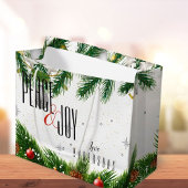 Elegant Peace & Joy Red Berries Naam Kerstmis Groot Cadeauzakje