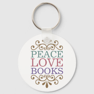 Elegant Peace, Love, Books Sleutelhanger (Light)