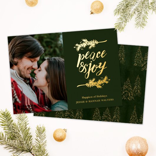 Elegant Peace & Love Photo Folie Holiday Kaart