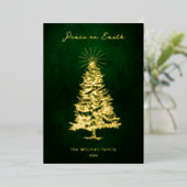 Elegant Peace on Earth Gold-kerstboom Folie Feestdagenkaart (Staand Voorkant)