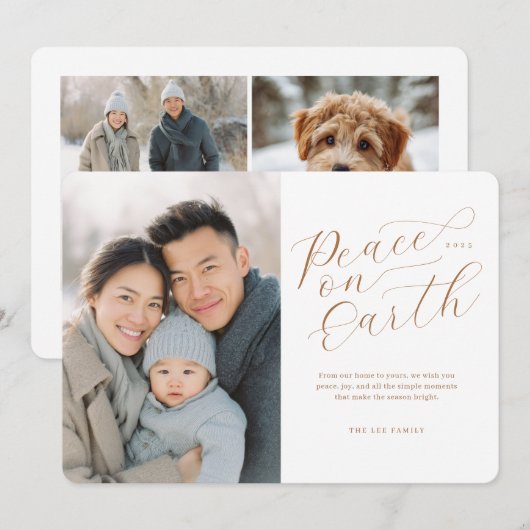 Elegant Peace on Earth Photo Feestdagenkaart (Voorkant / Achterkant)