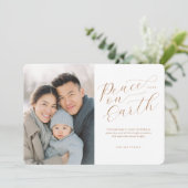 Elegant Peace on Earth Photo Feestdagenkaart (Staand voorkant)