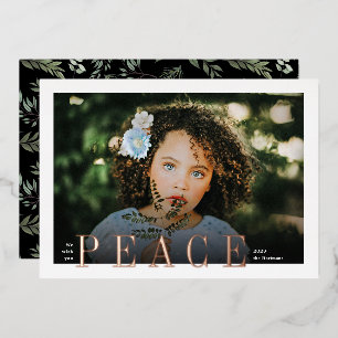 Elegant Peace Overlay Framed-kerstfoto Folie Feestdagenkaart