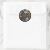 Elegant Peace Red en Gold Tropical Foliage Ronde Sticker (Tas)