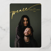 Elegant 'Peace'-typografisch script Folie Feestdagenkaart (Voorkant)