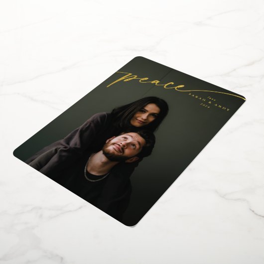 Elegant 'Peace'-typografisch script Folie Feestdagenkaart (Gedraaid)