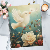 Elegant Peaceful White Dove & Floral  Planner