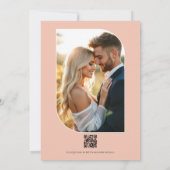 Elegant Peach and Blue Floral Wedding QR Code Kaart (Achterkant)