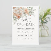 Elegant Peach and Green Save the Date Invitation Kaart (Staand voorkant)
