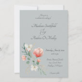 Elegant Peach and Green Watercolor Floral Wedding  Kaart (Voorkant)
