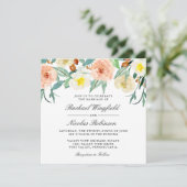 Elegant Peach and White Waterverf Floral Wedding Kaart (Staand voorkant)