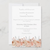 ELEGANT PEACH APRICOT FLORAL GLITTER WEDING KAART (Voorkant)