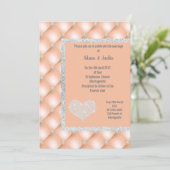 ELEGANT PEACH APRICOT HEART DIAMOND WEDING KAART (Staand voorkant)