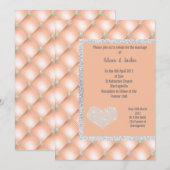 ELEGANT PEACH APRICOT HEART DIAMOND WEDING KAART (Voorkant / Achterkant)