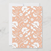 ELEGANT PEACH APRICOT LACE FLORAL DIAMOND WEDING KAART (Achterkant)