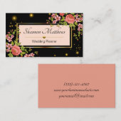 Elegant Peach & Black Floral Roos Wedding Planner Visitekaartje (Voorkant / Achterkant)
