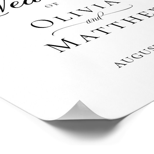 Elegant Peach Blue Botanical Weddenschap Welkom Poster (Hoek)