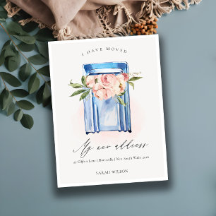 Elegant Peach Blue Floral Mailbox I heeft verplaat Briefkaart