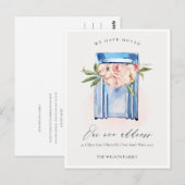 Elegant Peach Blue Floral Mailbox We hebben verpla Briefkaart (Voorkant / Achterkant)