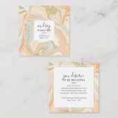 Elegant peach blue marble chic gold glitter make-u vierkante visitekaartje (Voorkant / Achterkant)