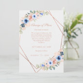 Elegant Peach Blue Wedding Collection Kaart (Staand voorkant)