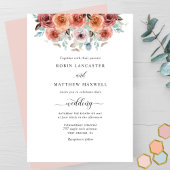 Elegant Peach, Blush and Blue Floral Wedding Kaart