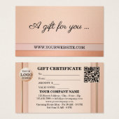 Elegant Peach Blush Cadeaubon Sjabloon Visitekaartje (Voorkant /achterkant)