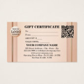 Elegant Peach Blush Cadeaubon Sjabloon Visitekaartje (Achterkant)