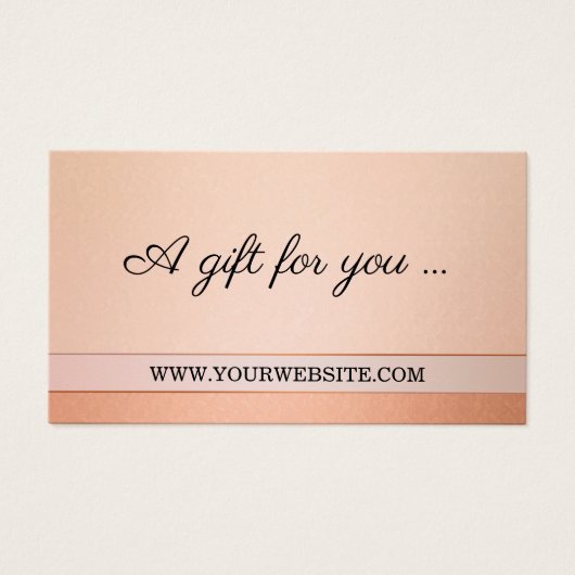 Elegant Peach Blush Cadeaubon Sjabloon Visitekaartje (Voorkant)