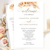 Elegant Peach Blush Delight Floral Wedding Program