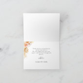 Elegant Peach Blush en Champagne Floral Wedding Bedankkaart (Binnen)