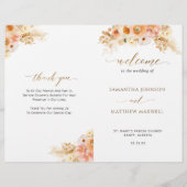 Elegant Peach Blush Floral Folded Wedding Programm (Voorkant)