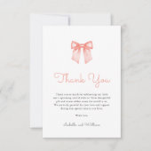 Elegant Peach Bow Baby shower Bedankkaart (Voorkant)