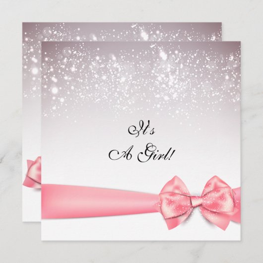 Elegant Peach Bow Sparkles Baby shower Kaart (Voorkant / Achterkant)