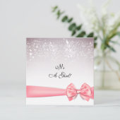Elegant Peach Bow Sparkles Baby shower Kaart (Staand voorkant)