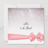 Elegant Peach Bow Sparkles Baby shower Kaart (Voorkant)