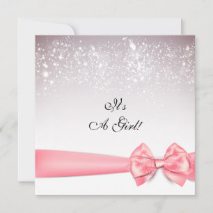 Elegant Peach Bow Sparkles Baby shower Kaart