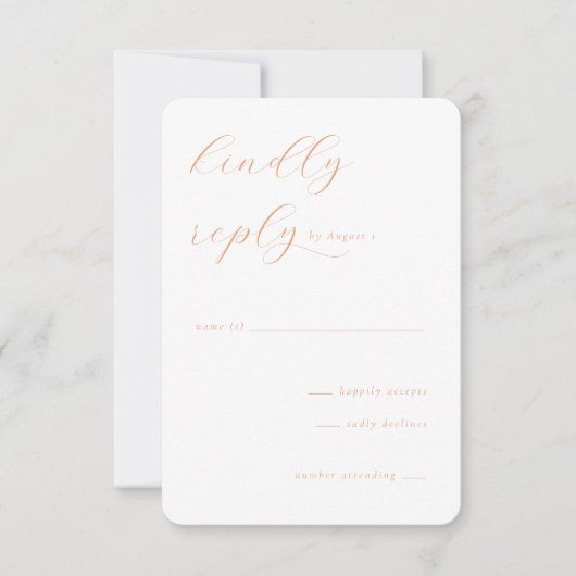 Elegant Peach Calligraphy RSVP Kaartje (Voorkant)