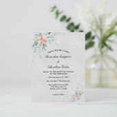 Elegant Peach Coral Flowers Bouquet Wedding Briefkaart (Staand voorkant)