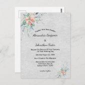 Elegant Peach Coral Flowers Bouquet Wedding Briefkaart (Voorkant / Achterkant)